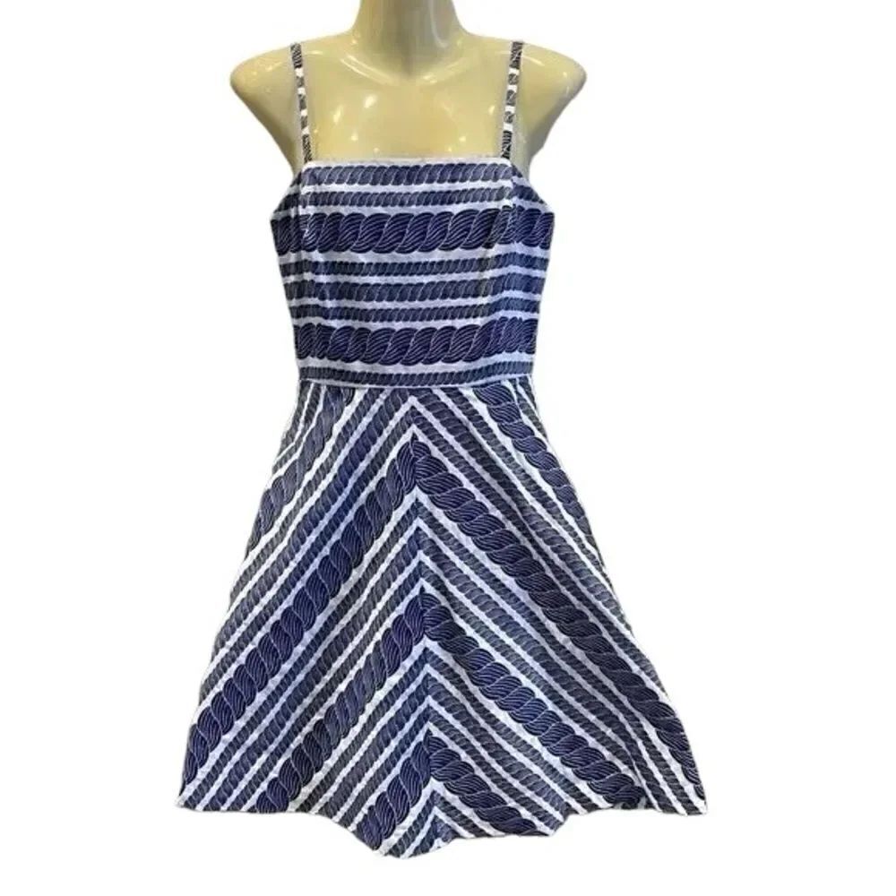 Vineyard Vines | Sailors Rope Print Bias Cut Sleeveless Blue White | 10